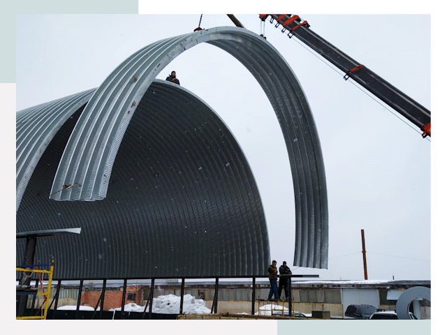 Полукруглые ангары в Ногинске